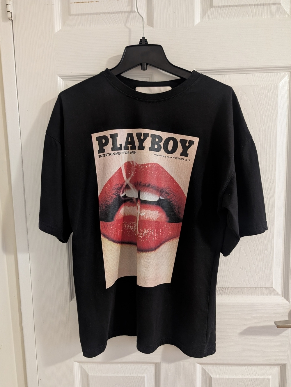 Playboy x Missguided Oversized T-Shirt Black Graphic November 2013 Cover Size 2